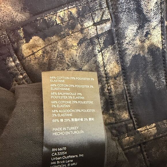 Free People Inferno Flare Black and Gold Patterned Stretch Pants Size 30 - Picture 14 of 15